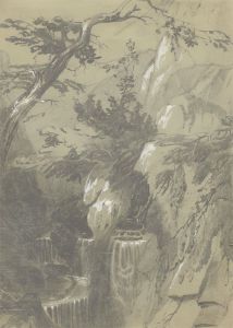 Mid 19th Century Graphite Drawing - Valley landscape