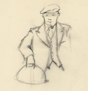 Anne Roger - Mid 20th Century Charcoal Drawing, Gentleman with Pipe