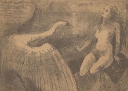 Anne Roger - Mid 20th Century Lithograph, The Girl & The Swan