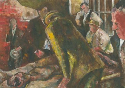 James McLernon (1935-2012) - 20th Century Oil, Figures Over Lying Body