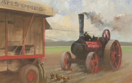 John Scarland - 1989 Gouache, Steam Engine Tractor