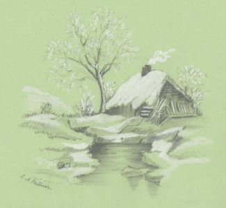 F. A. Milner - Early 20th Century Graphite Drawing, Winter Cottage