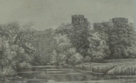 A.H. - Mid 20th Century Charcoal Drawing, Warwick Castle