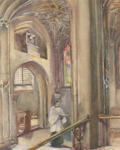 Mid 20th Century Watercolour - St. Mary's Church, Putney