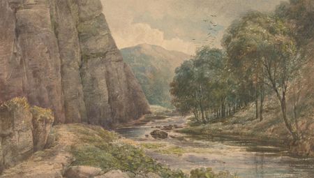 Frederick Davis (act. 1853-1892) - Watercolour, Between the Mountains