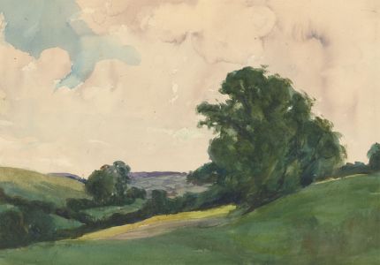Attrib. Herbert Hamprton (1862-1929) - Watercolour, Meadows