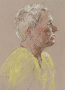 Ann Matthews - 20th Century Pastel, Side Profile Study of a Pensive Woman