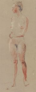 Ann Matthews - 20th Century Pastel, Portrait Study of a Standing Nude Male
