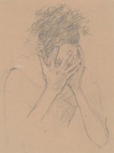 Ann Matthews - 20th Century Graphite Drawing, Woman in Despair