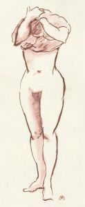 Ann Matthews - Signed 20th Century Pen and Ink Drawing, Nude Portrait Study