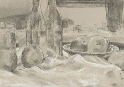 Ann Matthews - Pair of 20th Century Charcoal Drawing, Still Life and Portrait