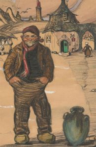 P.W.N.G - Late 19th Century Watercolour, Continental Village Scene