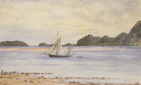 P.W.N.G - Late 19th Century Watercolour, Coastal Beach Study with a Boat