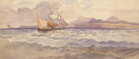 P.W.N.G - Late 19th Century Watercolour, Boat Sailing on Choppy Waters
