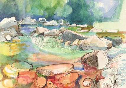 John Ivor Stewart PPPS (1936-2018) - Mid 20th Century Watercolour, River Scene