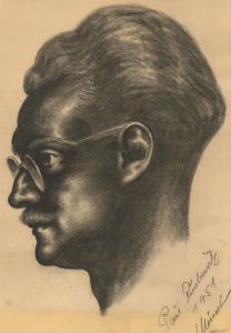 1951 Charcoal Drawing - Portrait of a Gentleman with Glasses