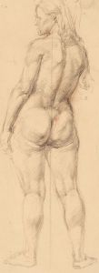Nancy Audrey Liddiard - 1938 Coloured Pencil, Study of a Standing Female Figure
