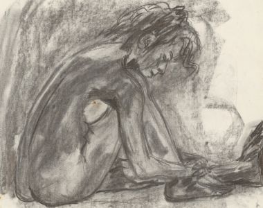 A.A. Graham-Bishop - 20th Century Charcoal Drawing, Seated in Thoughtfulness