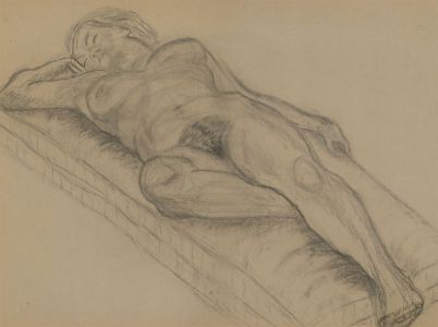 A.A. Graham-Bishop - 20th Century Charcoal Drawing, Sleeping Female Nude