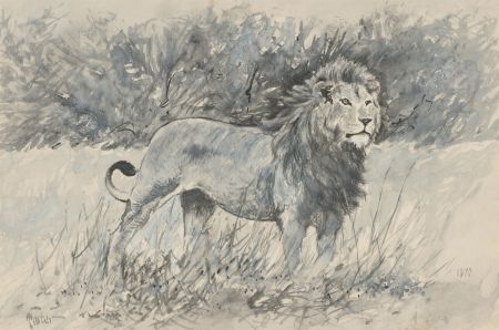 Henry E. Foster (1921-2010) - 1970 Watercolour, Surveying his Territory