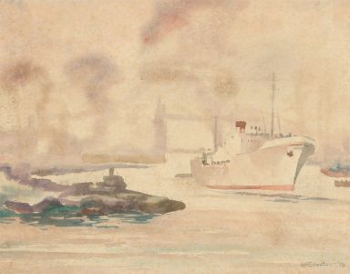 Henry E. Foster (1921-2010) - 1976 Watercolour, Morning on the Thames