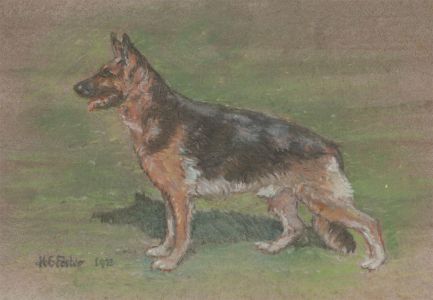 Henry E. Foster (1921-2010) - Signed 1973 Pastel, German Shepherd