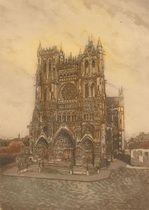 Marcel Augis - Early 20th Century Etching, Cathedral of Amiens