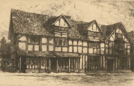 Late 19th Century Etching - Tudor House Street Scene Study