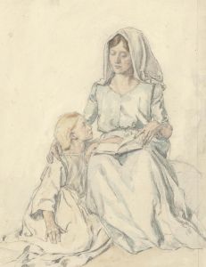 Murray McNeel Caird Urquhart (1880-1972) - 1922 Drawing, St Anne and the Virgin