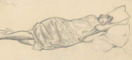 Harold Hope Read (1881-1959) - 1923 Graphite Drawing, Sleeping Lady