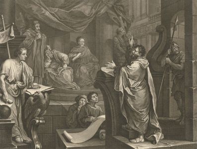William Hogarth (1697-1764) - 1822 Engraving, Paul before Felix