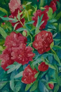 John Ivor Stewart PPPS (1936-2018) - Contemporary Watercolour, Peonies/Pivoine