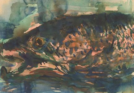 Mid 20th Century Watercolour - Abstract Fish