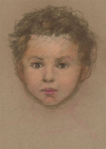 20th Century Chalk Drawing - Young Boy Head Study