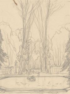 Attrib. Gaston de Latenay (1859-1943) - Early 20C Graphite Drawing, Park Study