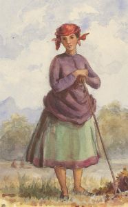 Pallanza - Set of Three Late 19th Century Watercolour, Female Portrait Studies