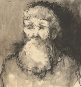 Mid 20th Century Charcoal Drawing - Portrait of a Man with a Beard II