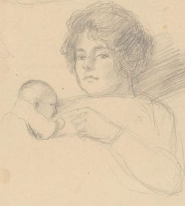 Emma Chadwick (1855-1932) - Late 19th Century Graphite Drawing, Mother and Baby