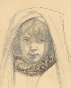 Emma Chadwick (1855-1932) - Late 19th Century Graphite Drawing, Hooded Child