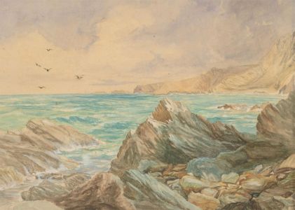 Late 19th Century Watercolour - Coastal Seascape with Cliffs