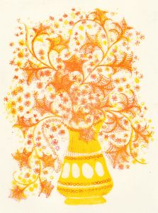 Gillian Whaite (1934-2012) - 20th Century Monotype, Orange Flowers