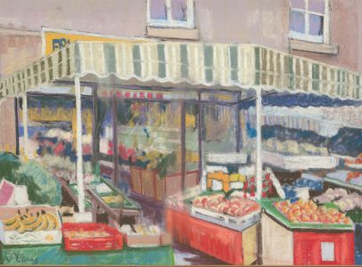 W. P. C. - 20th Century Pastel, Market Scene