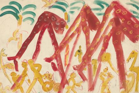 Vera Cuningham (1897-1955) - Gouache, Figures, Animals and Palm Trees