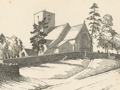 Robert Lawson - Signed Mid 20th Century Pen and Ink Drawing, Leathley Church