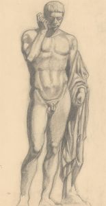 Malcolm Rogers - Mid 20th Century Graphite Drawing, Male Nude Statue Study