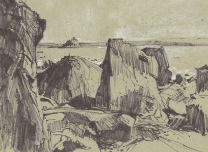 Malcolm Rogers - Double Sided 1976 Pen and Ink Drawing, Mount's Bay