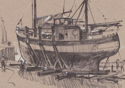 Malcolm Rogers - 1976 Pen and Ink Drawing, PZ85 Karenza Newlyn