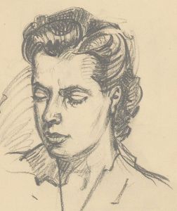 Malcolm Rogers - Signed 1949 Graphite Drawing, Portrait Study of a Lady