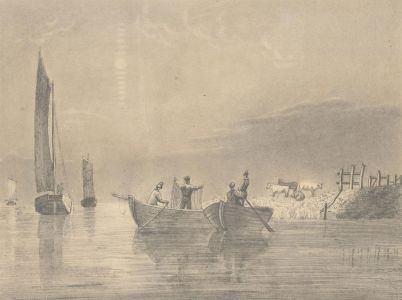 Catherine Gunnell - Late 19th Century Graphite Drawing, Harbour Netting
