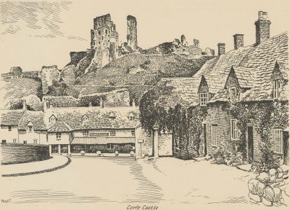 R.W.T. Paget - Mid 20th Century Pen and Ink Drawing, Corfe Castle